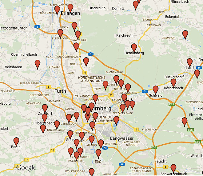 Hellers Sammelorte in Nürnberg und Umgebung